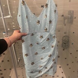 Sequin Embellished Light Blue Dress
